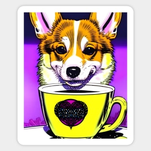 Corgi And Coffee Sticker